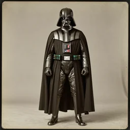 darth vader, portrait, full body, anatomy, symmetrical features, silver iodide, 1 8 8 0 photograph, sepia tone, aged paper, sergio leone, master prime lenses, cinematic