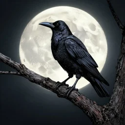 crow on tree in front of the full big moon, dramatic lighting, cinematic, establishing shot, extremely high detail, foto realistic, cinematic lighting, pen and ink, intricate line drawings, by Yoshitaka Amano, Ruan Jia, Kentaro Miura, Artgerm, post processed, concept art, artstation,