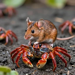 mice riding on crabs during the Christmas Island great red crab migration, national geographic photography,