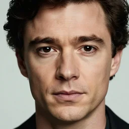 a man with black eyes, he has the facial structure of matt smith