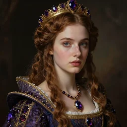 artwork by wlop, portrait of a young beautiful medieval queen, alexandrite