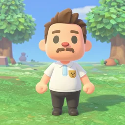 Film still of Tony Stark, from Animal Crossing: New Horizons (2020 video game)
