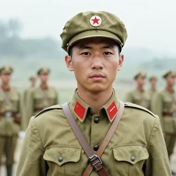 A film photography from the 90's of a North Korean resistance rebel soldier photo by Slim Aarons, award winning, good composition, catolog