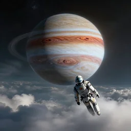 nanosuit falling through the clouds of jupiter, by cedric peyravernay, highly detailed, excellent composition, cinematic concept art, dramatic lighting, trending on artstation