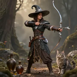maker of dreams; vision of widsom; fine blade slasher; archer of silver; catnip seeker; standing pose; potions; belts; large hat; storytelling skills;