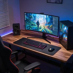gaming desk, professional photography