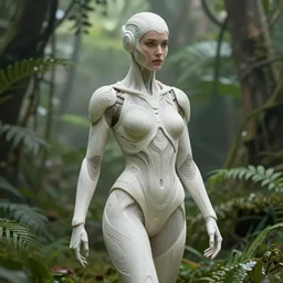 an intricate concept of a woman on a sci - fi battle suit undergrowth, style ivan talavera and artgerm, radiant lighting, hyper realistic, photorealistic, octane render, artstation, cgsociety, cinematic light, global illumination, sci - fi