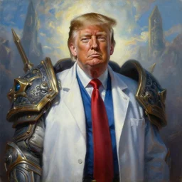 portrait oil painting, perfect expression, subconscious connects, purified consciousness, doctor emperier god king donald j trump strange, warcraft, fantasy character portrait, ultra realistic, wide angle, intricate details, mass effect, artifacts, luminous skies, highly detailed, michael cheval, peter mohrbacher, boris vallejo, jessica rossier, oil painting, highly detailed, cinematic lighting, unreal, natural tpose
