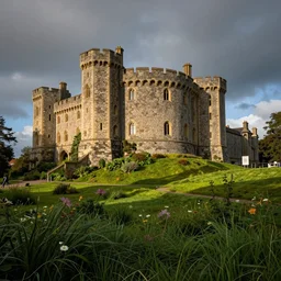 conway castle and town overgrown with grass