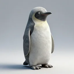 a penguin statue made from concrete, digital art, paul lehr, artstation