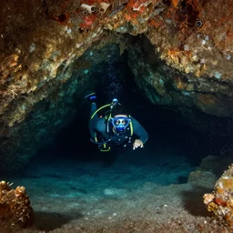 dangerous depths of an underwater cave