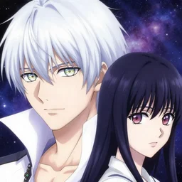 tonemapped 8 k closeup of heavenly vampire with heterochromia by akihiko yoshida, john avon, sui ishida with galaxy as background