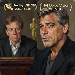 CGI oil on canvas. Hi def 4K. Ultrarealistic. 65mm. f/2.8. In the style of Web Anderson, George Lucas, Martin Scorsese. Directed by Alfred Hitchcock. Staring George Clooney as the man staring in a movie. Anamorphic. Dolby Vision. Oscar nominated. Trending on Art Station.