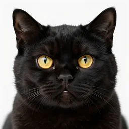 a picture of an angry black fuzzy cat with yellow eyes, its mouth is open with huge sharp fangs, sitting by a pool on a sunny day