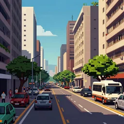 paulista avenue in sao paulo pixel art side view