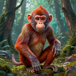 cyber monkey in the scifi forest, in style james jean, ilya kuvshinov, by artgerm, cushart krenz, hot colors, ultra clear detailed. 8 k. elegant, intricate, octane render