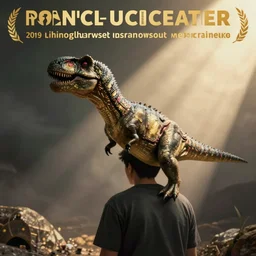 dinosaur sitting on a human's back