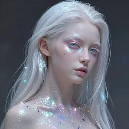 beautiful albino model by Hiroaki Samura, unral engine octane, colorful, gliter, depth of fieeld, 8k