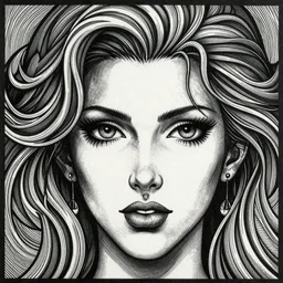 OP art of a woman\'s face by M.C. Escher, inspired by Jojo\'s Bizarre Adventure, big bold patterns, moire