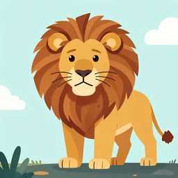 a lion in the style of flat art, rinworld