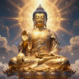 the second coming of the buddah, by dan mumford and ross tran, cosmic, heavenly, god rays, intricate detail, cinematic, 8 k, cel shaded, unreal engine, featured on artstation, pixiv