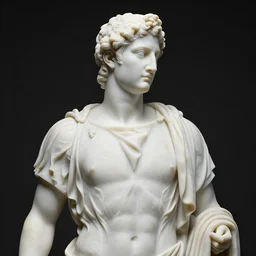 white marble statue of the roman god saturn, black background, studio lighting, 90mm, f/2, nikon camera, intrincate details