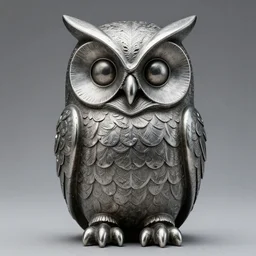 symmetrical detailed sculpture of an owl, made of Lead
