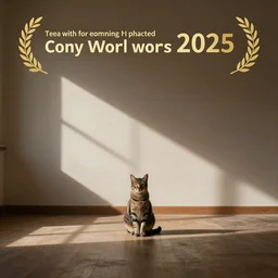 wide concept art of a single cat sitting alone, the cat is in an empty room with no other cats