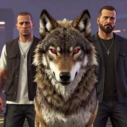 badass wolf with red eyes, by dave rapoza, vincenzo riccardi, gta v h 7 6 8