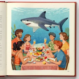 old illustrated guide to shark party etiquette