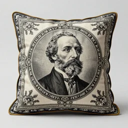 the most amazing Imperial Russian pillow every made, product shot, intricate, fine detail, full Marxist print