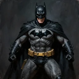 portrait painting of full figure action pose of the batman who laughs, sharp focus, award - winning, dark fantasy, eerie, trending on artstation, masterpiece, highly detailed, intricate. art by josan gonzales and moebius and deathburger