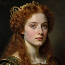 detailed realistic beautiful young medieval queen head and shoulders portrait by jean delville, art nouveau, symbolist, visionary, gothic, pre - raphaelite