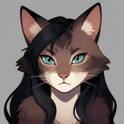 artwork of a portrait of a beautiful female furry cat, trending on artstation, furaffinity, deviantart, pixiv, furry artist, ultra detailed, 8 k hdr, low contrast, cell shading, flat colors, cmyk, by jay naylor, dark natasha, wolfy nail, blotch art