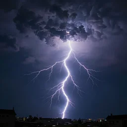 beautiful lightning thunder on the night sky with dark giant monster behind, stylized, artgerm, artstation, hd, cgsociety, cgi, realistic, dramatic, cinematic, artistic, trending, detailed