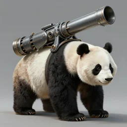 a giant panda bear with a giant proton cannon in his back, elegant, technology, highly detailed, digital painting, artstation, concept art, smooth, sharp focus, illustration, art by krenz cushart and artem demura and alphonse mucha