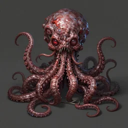 A mass of flesh and tentacles with poisonous darts in the style of Bruce Pennington
