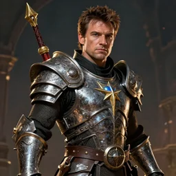 A fantasy comic book style portrait painting of rick astley as a paladin, unreal 5, DAZ, hyperrealistic, octane render, RPG portrait, dynamic lighting