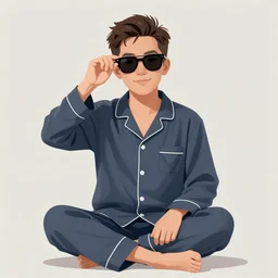 loboda with sunglasses wearing pajamas, photo, artstation