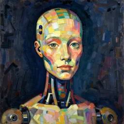 portrait of a robot by amadeo modigliani in the style of greg rutkowski