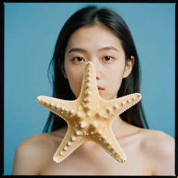 Kodak portra 160, 8K, highly detailed, portrait, starfish pose, focus on blue armour: famous gundam in low budget joan of arc movie remake, underwater scene