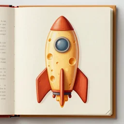 a rocket made out of cheese, illustration from a book, highly detailed