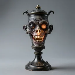 a dark and twisted caricature of empathy in the form of a deranged lamp, product photo, realistic, vraytracing
