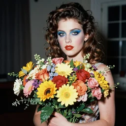 photograph of divine with make up!!!!!!!!!!!! a delivery of anonymous flowers, 1 9 9 0 s, taken by martin parr, saturated colour photo, high definition, 8 k