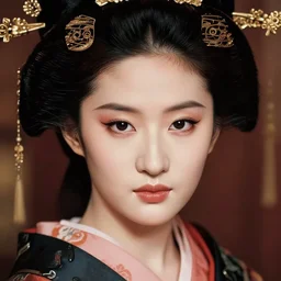 detailed portrait of liu yifei as a geisha, trending on artstation elite, elegant, luxury, by krenz cushart, junji ito, takato yamamoto, perfect face, fine details, realistic shaded, fine - face, pretty face