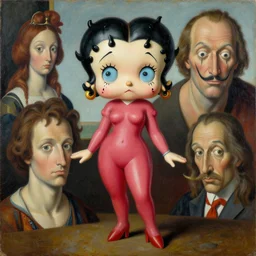 betty boop figure by james jean and salvador dali and shusei nagaoka, oil on canvas, exquisitely intricate details, surrealism, neoclassicism, renaissance, hyper realistic, ultra detailed, cell shaded, 8 k