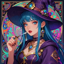 hyper detailed ultra sharp of a beautiful sorcerer girl. trending on artstation, vaporwave aesthetic, synthwave, colorful, psychedelic, ornate, intricate, digital painting, concept art, smooth, sharp focus, illustration, art by artgerm and greg rutkowski and alphonse mucha, 8 k