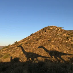 shadows of dinosaurs casted on a mountain