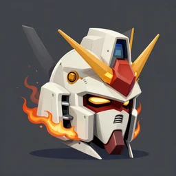 gundam head, v - fin, octane render, soft light, mekka, behance, vector, highly detailed illustration, realistic, flaming fire design, dribbble. com, by secondsyndicate studio,