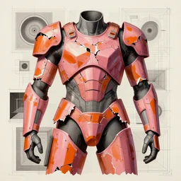 pink and orange broken body armor, avant garde monumental dynamic illustration by jean giraud and moebius and edward hopper, illusion surreal art, highly conceptual figurative art, intricate detailed illustration, controversial poster art, polish poster art 1 9 8 0, geometrical drawings, no blur